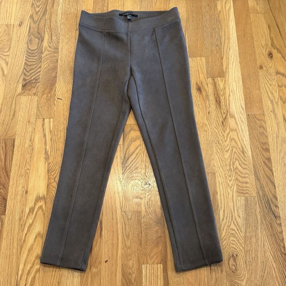 Andrew Marc Brown faux Suede SKINNY Ankle trousers Work Wear pants Sz XS